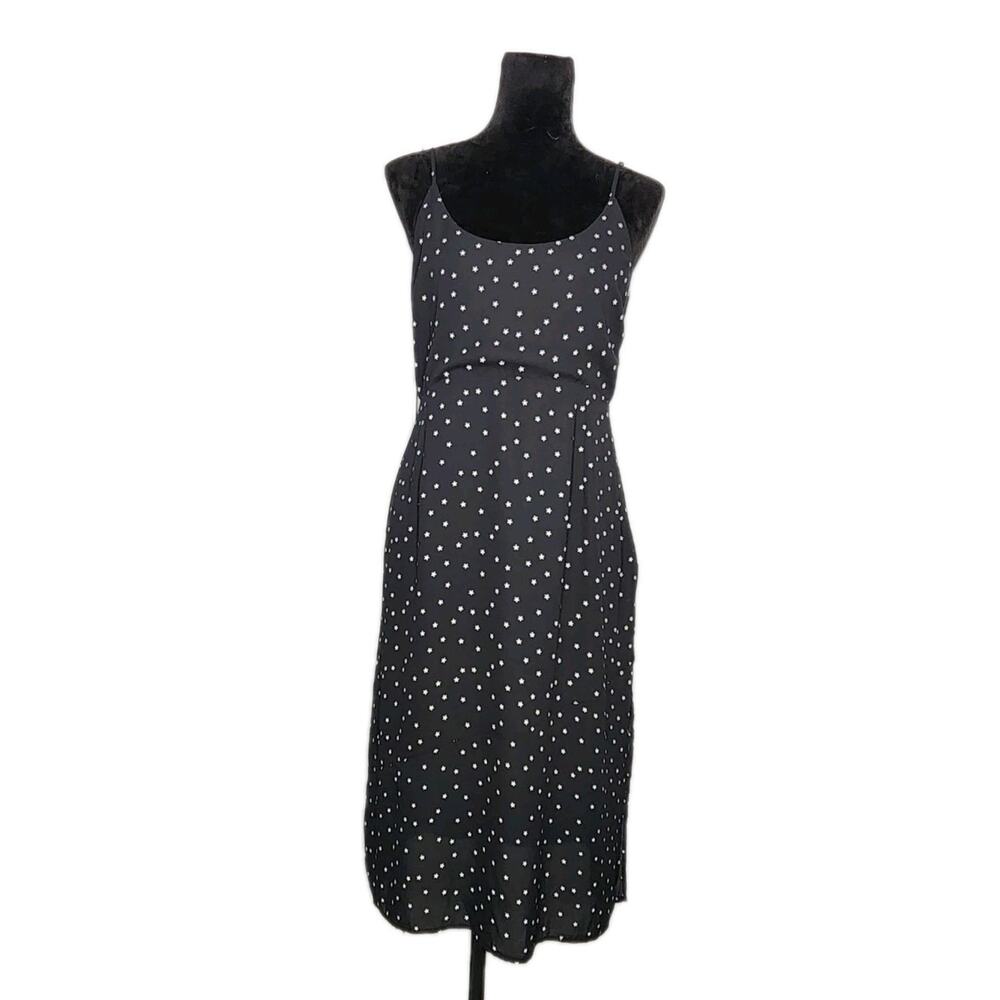 Etiquette Women's Open Back Star Print Black Midi Dress No Size Tag